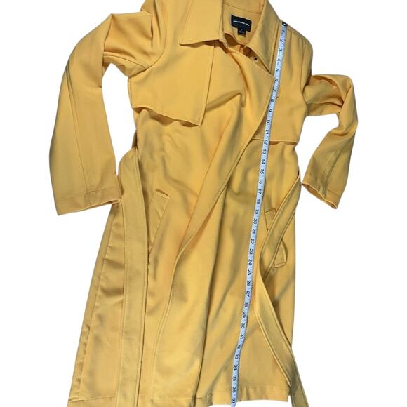 Something Navy Yellow Trench Coat Size S | Belted Structured Shoulder Jacket - Picture 8 of 9